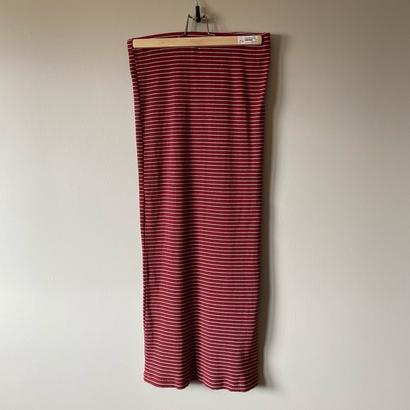 Brick Red Horizontal Stipe 902 Midi Skirt - Picture 3 of 7